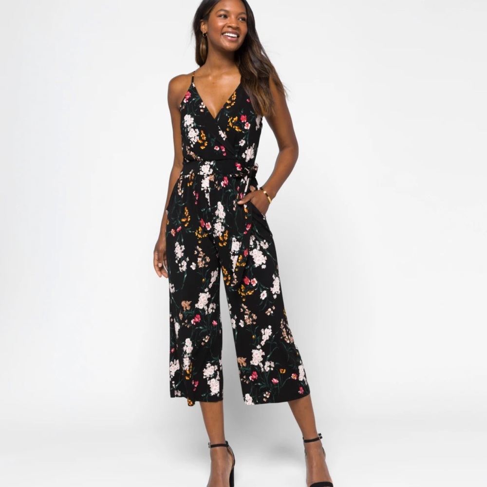 Kaleigh Floral Black Rica Knit Crop Jumpsuit in size 3X- NWT